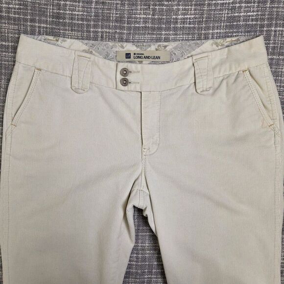 VTG Y2K GAP Long and Lean Corduroy Pants Flare Bootcut Cream/Ivory Women's 12R - Picture 1 of 10